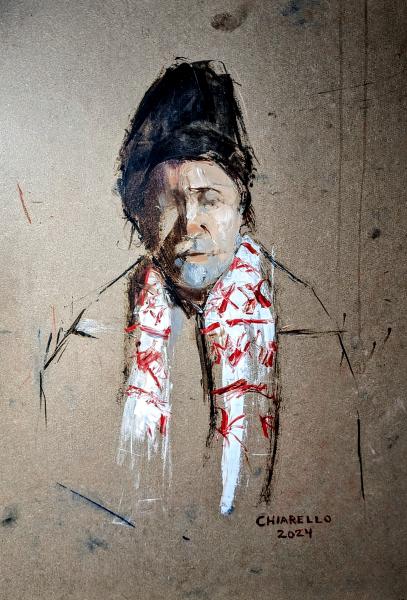 'George in the New Year', Oil on panel, 18" x 24", 2024 